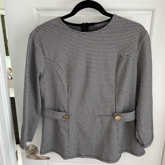 Very Flattering Houndstooth Peplum Blouse - Picture 1 of 9